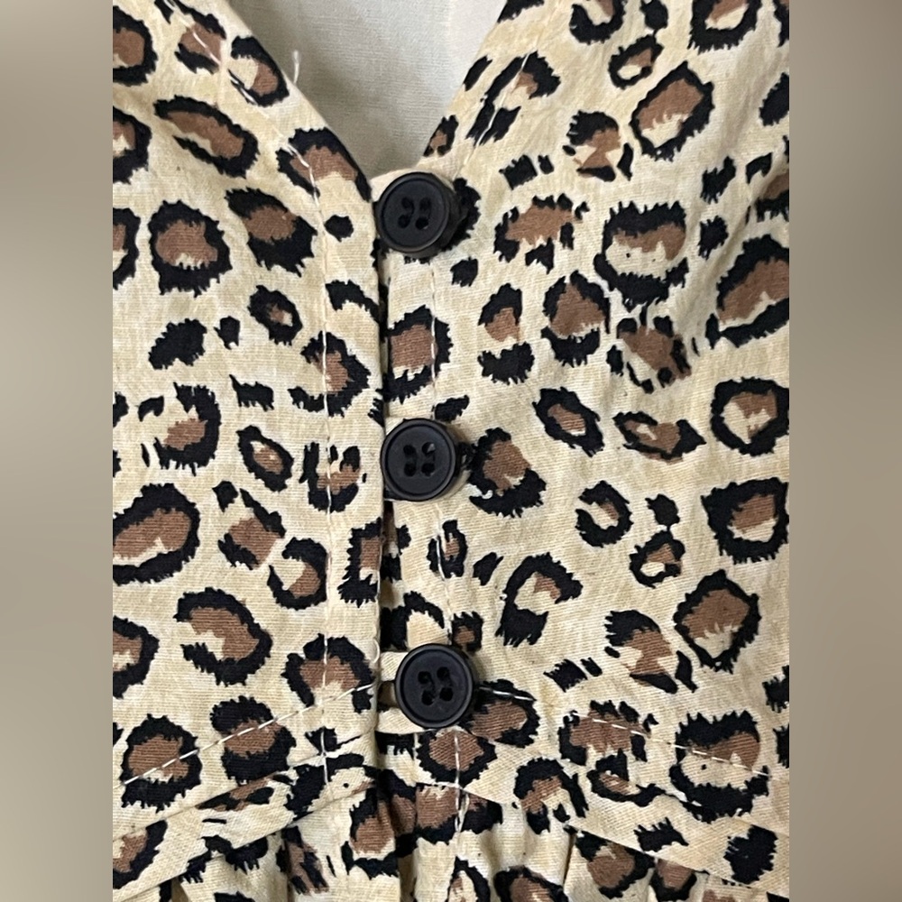 NWT: IN LOOM Leopard Print Button-up Dress with Puff Sleeves Size Medium - Picture 4 of 9